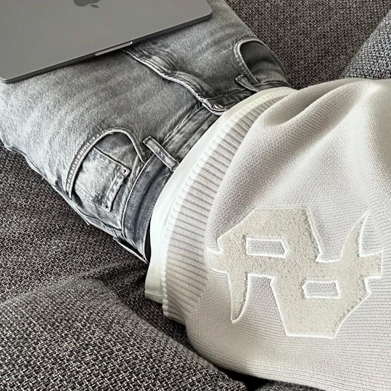 Y2K Grauer Langarmpullover Dollar Gothic Stickerei Pullover Goth Retro Casual Streetwear Old Money Herren Kastenförmige Strickbekleidung