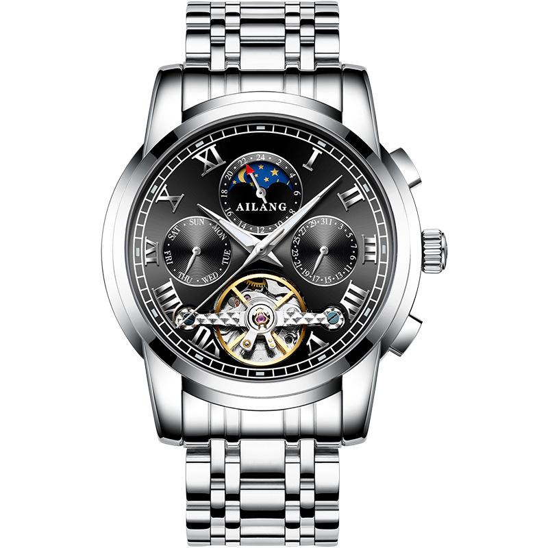 AILANG Neue Business Tourbillon Hohl Vollautomatische Mechanische Uhr Herrenuhr Wasserdichte Herrenuhr