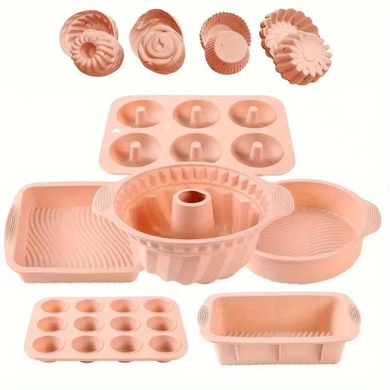 

30Pcs/Set 3D Silicone Cake Mold Set DIY Baking Decorating Tool for Cake Pan Pastry Kitchen Bakeware Airfryer Fluted Tube Pan. Pink