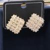 High-End Geometric Rhombus Tide Stud Earrings, Full Of Zirconium Retro Hong Kong Style, Row Of Diamonds Fashionable Ol Earrings