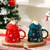 Creative Christmas Mug Christmas Tree Ceramic Cup with Lid Spoon Large Capacity Coffee Cup