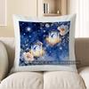 2D Starry Night Lantern & Peony Pattern Pillow Pattern Cushion Cover Suitable For Sofa Bedroom Car Pillow Cover