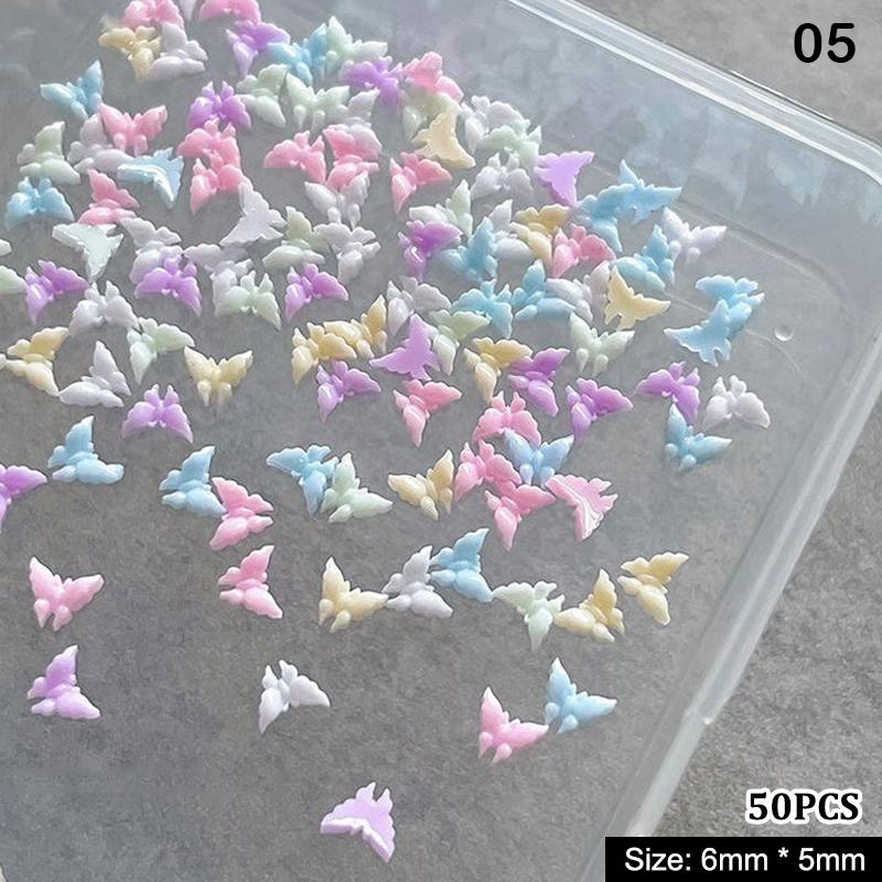 50Pcs Crystal Rhinestones Nail Art Sparkle Butterfly Shapes Charms Jewelry for Luxury 3D Nail Design Accessories