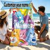 Custom Name Personalized Care Bears Print Beach Towel, for Trip Camping Beach Party Home Decor, Birthday Gift for Family & Friends