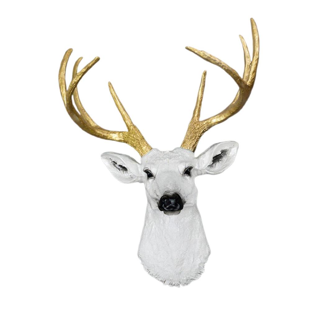 Deer Head Wall Mount Resin Figure Sculpture for Office And Living Space