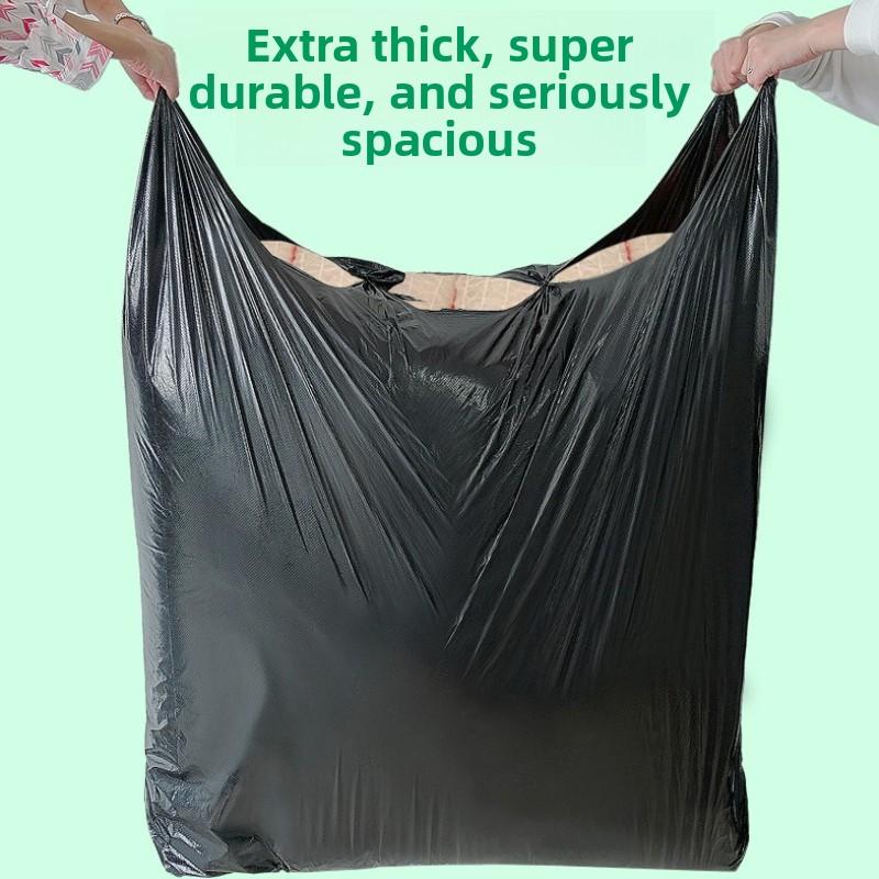50 Stück Müllsäcke Schwarz Griffbetätigt Große Plastiksäcke zum Umziehen, Kleiderverpacken, Extragroße und Dicke Müllsäcke.
