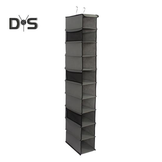 

Подвесная сумка для хранения обуви с 6 сетчатыми карманами, 10-слойный дизайн, вместительный водонепроницаемый вертикальный органайзер для хранения, вешалка для обуви серый