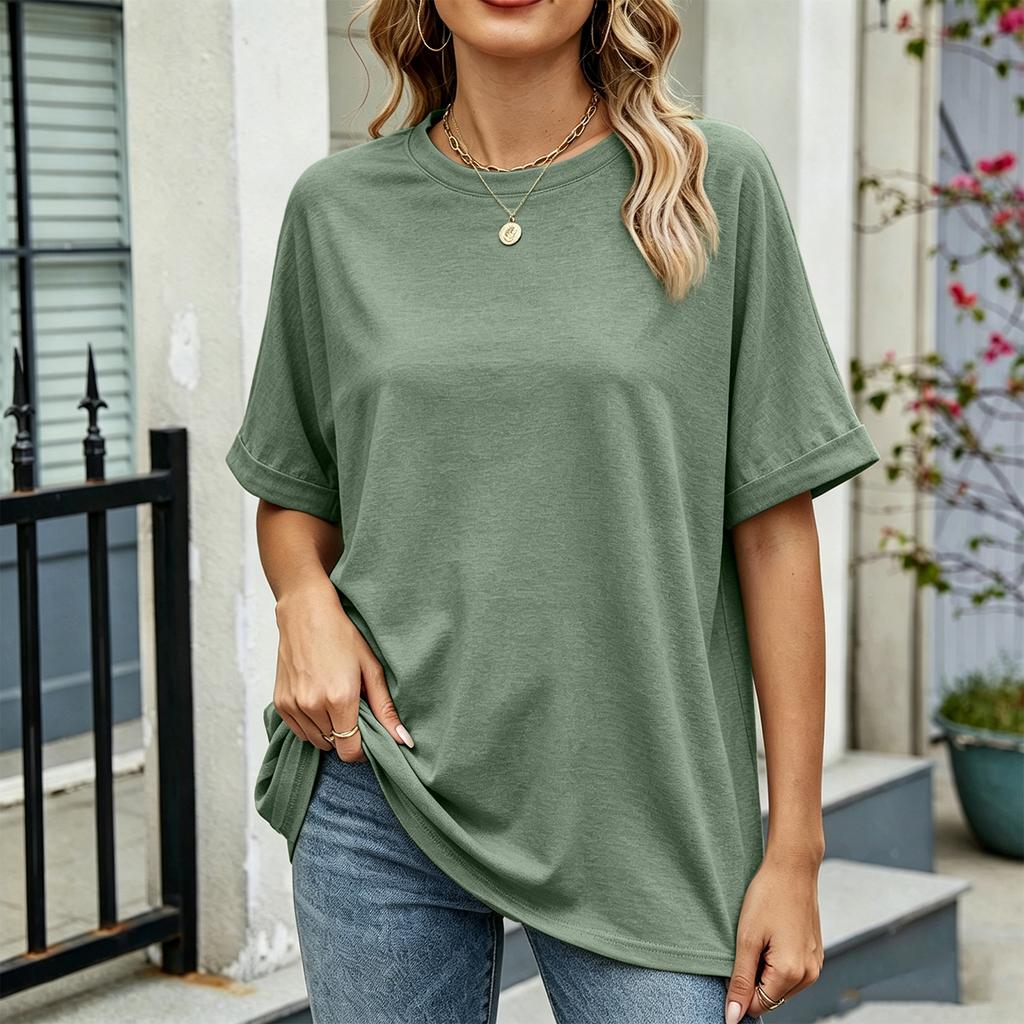Women's Loose Fit Casual Short Sleeve Crew Neck T-Shirt Lightweight Soft Fabric Comfortable Daily Wear Basic Top