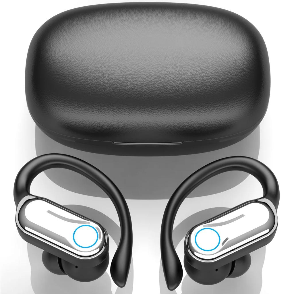 TWS Bluetooth Earphones True Wireless Headphones with Mic Touch Control Noise Reduction Earhooks Waterproof Headset for Sports