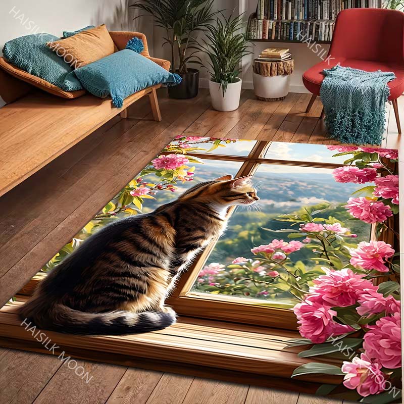 A Naughty Kitten Pattern Carpet for Living Room Bedroom Sofa Home Decor Non-slip Floor Mat Large Size Luxury Gift Area Rug