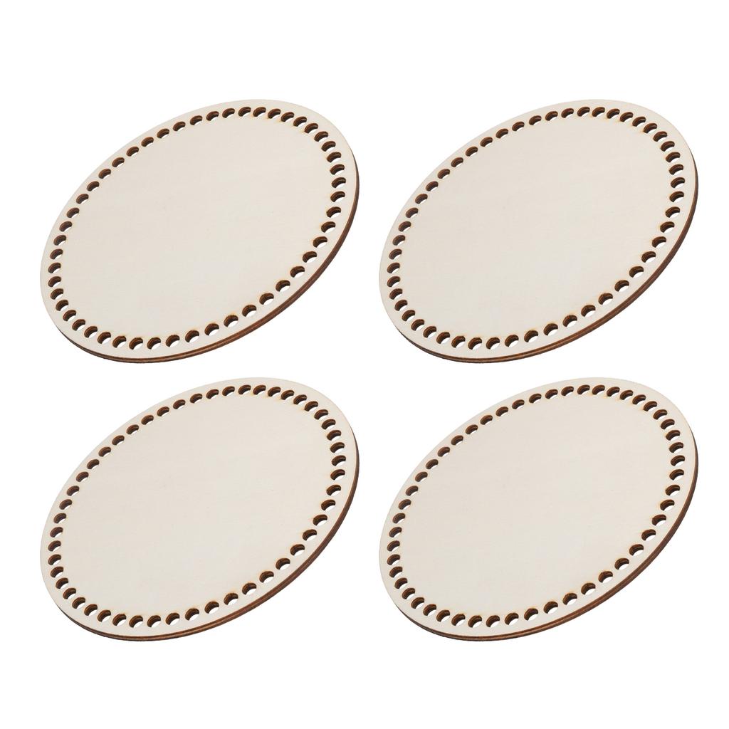 1/4 Stück Häkelkorb Boden Rund Holz Häkelbeutel Boden Unfertiges Holz für Korb Häkelbeutel Weben Stricken Basis 5,5 Zoll