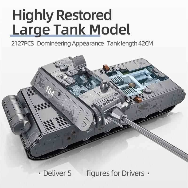 Military Heavy Tank Panzer Viii Maus Building Blocks German Ww2 Soldier Police Army Weapons Bricks Children Toy Gifts For Adults