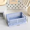 1Pc Mini Folding Plastic Storage Box Student Desktop Finishing Handbook Tape Stationery Folding Basket Storage Basket
