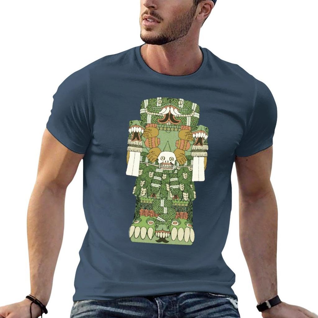 Coatlicue Aztec Mother Goddess Amate Paper Codex Borgia TShirt Basic Short Sleeve Cotton Blend TShirt