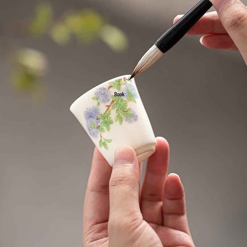 Shangqi Mingyue Plain White Hand-Painted Ceramic Tea Cups (Set of 6)