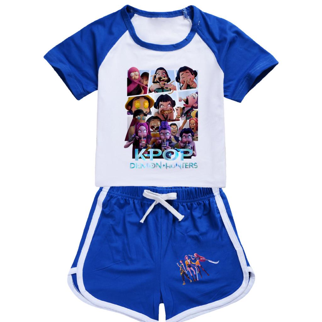 4997 Kids Girls POP Rumi Zoey Mira Print T-shirt Shorts Sport Tracksuit Clothes Set