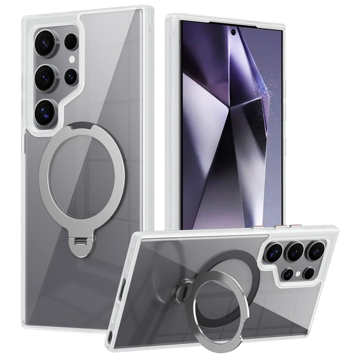 

Для Samsung Galaxy S24 Ultra чехол TPU+акриловый прозрачный чехол для телефона совместим с MagSafe White