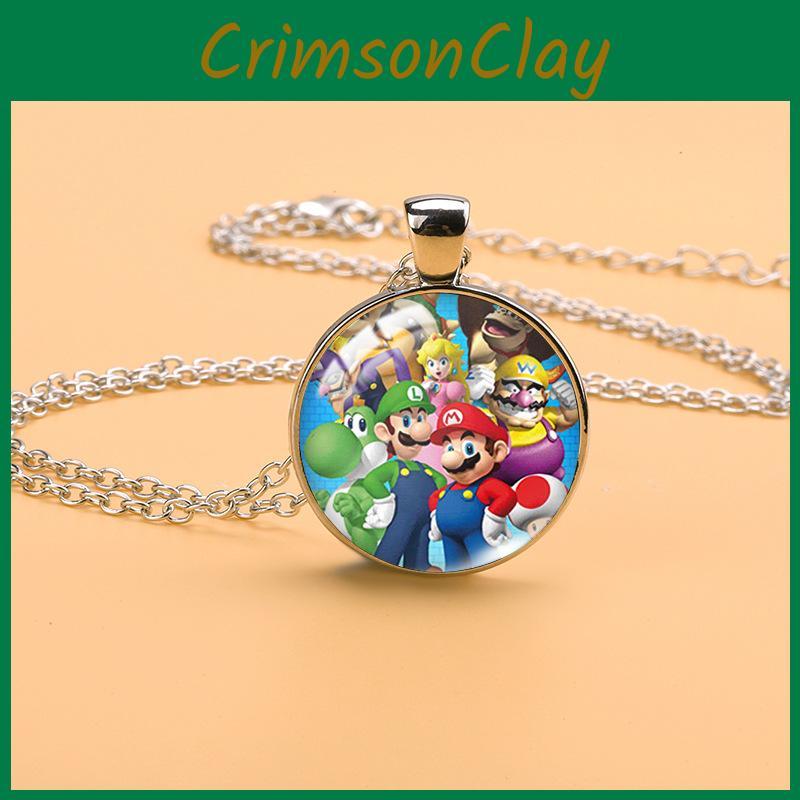 Adorable Cartoon Mario Necklace With Charming Princess Peach Pendant For Stylish Sweater Accessory