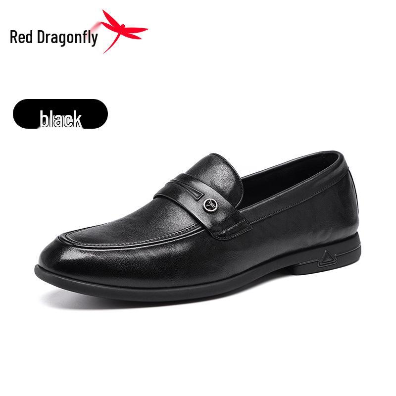 Red Dragonfly Men s Pointed Toe Slip-On Leather Loafers - Summer Odor-Resistant Casual Shoes 39