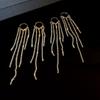 Unique Design Black Crystal Long Tassel Earrings for Women New Fashion Temperament Personality Cool Girls Party Jewelry