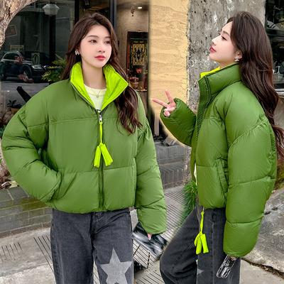 2024 Korean Cotton Padded Clothes Women Winter Jacket Loose Parkas Stand Collar Down Puffer Coat Thick Warm Short Bread Jacket