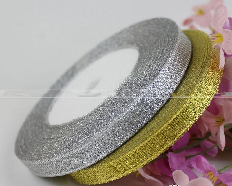 25yards /Roll Silver/Gold Silk Satin Ribbon For Party Home Wedding Decoration