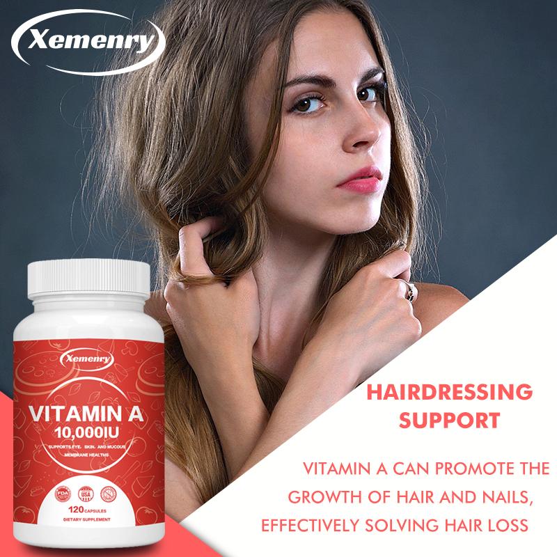 Xemenry Natural Vitamin A Capsules relieve eye fatigue, improve skin, support immunity, and are suitable for adults.