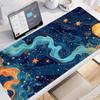 Large Gaming Mouse Pad Desk Mat Keyboard Pad Golden Line Moon Star Swirl Nebula Blue Print Nonslip Rubber Laptop Pc Gamer Office