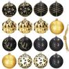 Décorations de sapin de Noël - SPRINGOS - 16 pcs - Or/Noir - 8 cm - Plastique