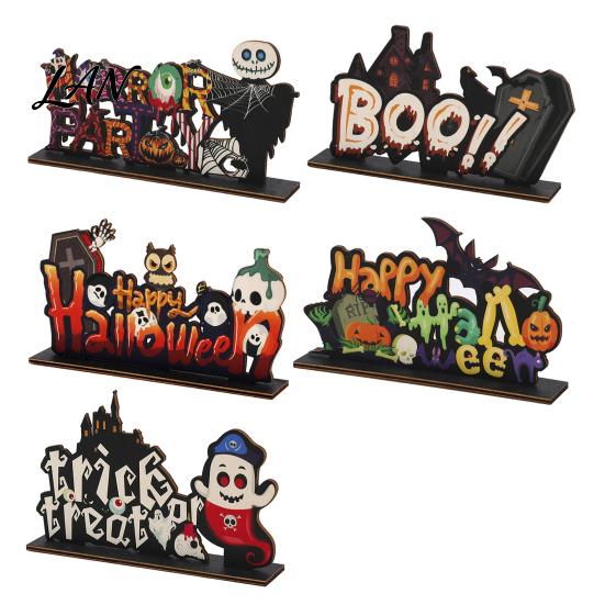 Decorative Halloween Wood Signs Wooden Ornaments for Tabletop Decorations, Stable Base Table Figures Centerpiece Home Party And Spooky Haunted