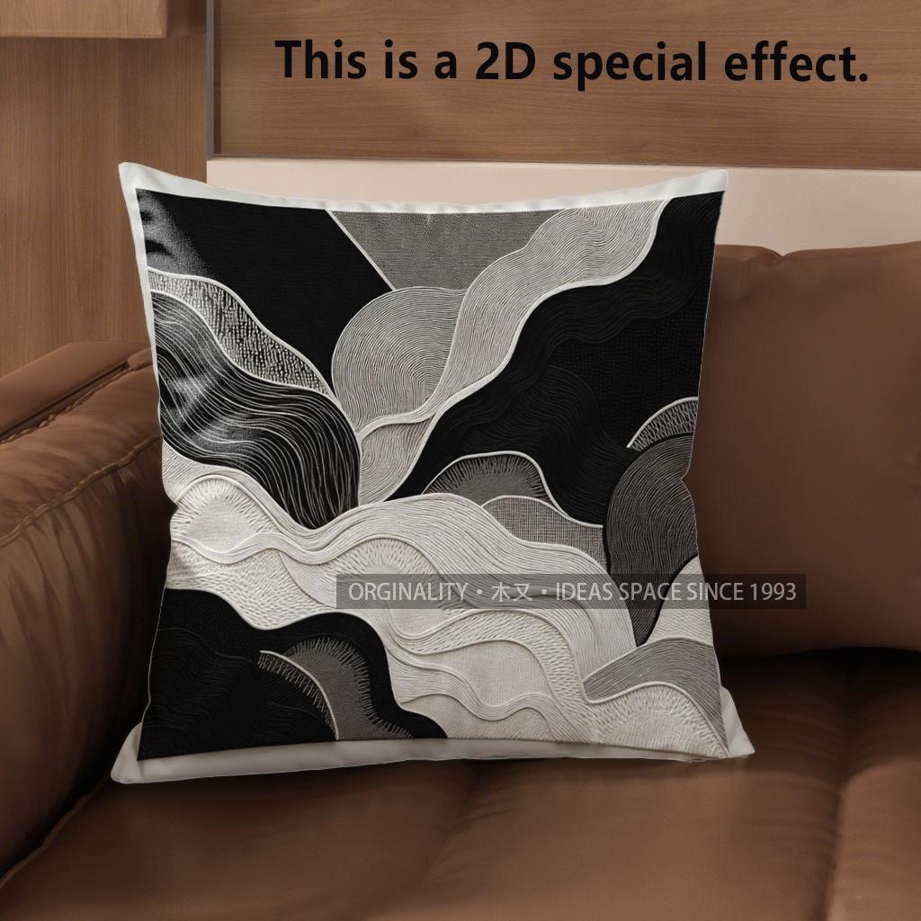 2D Modern Abstract Pattern Decorative Pillow Covers Pattern Cushion Cover Suitable For Sofa Bedroom Car Pillow Cover