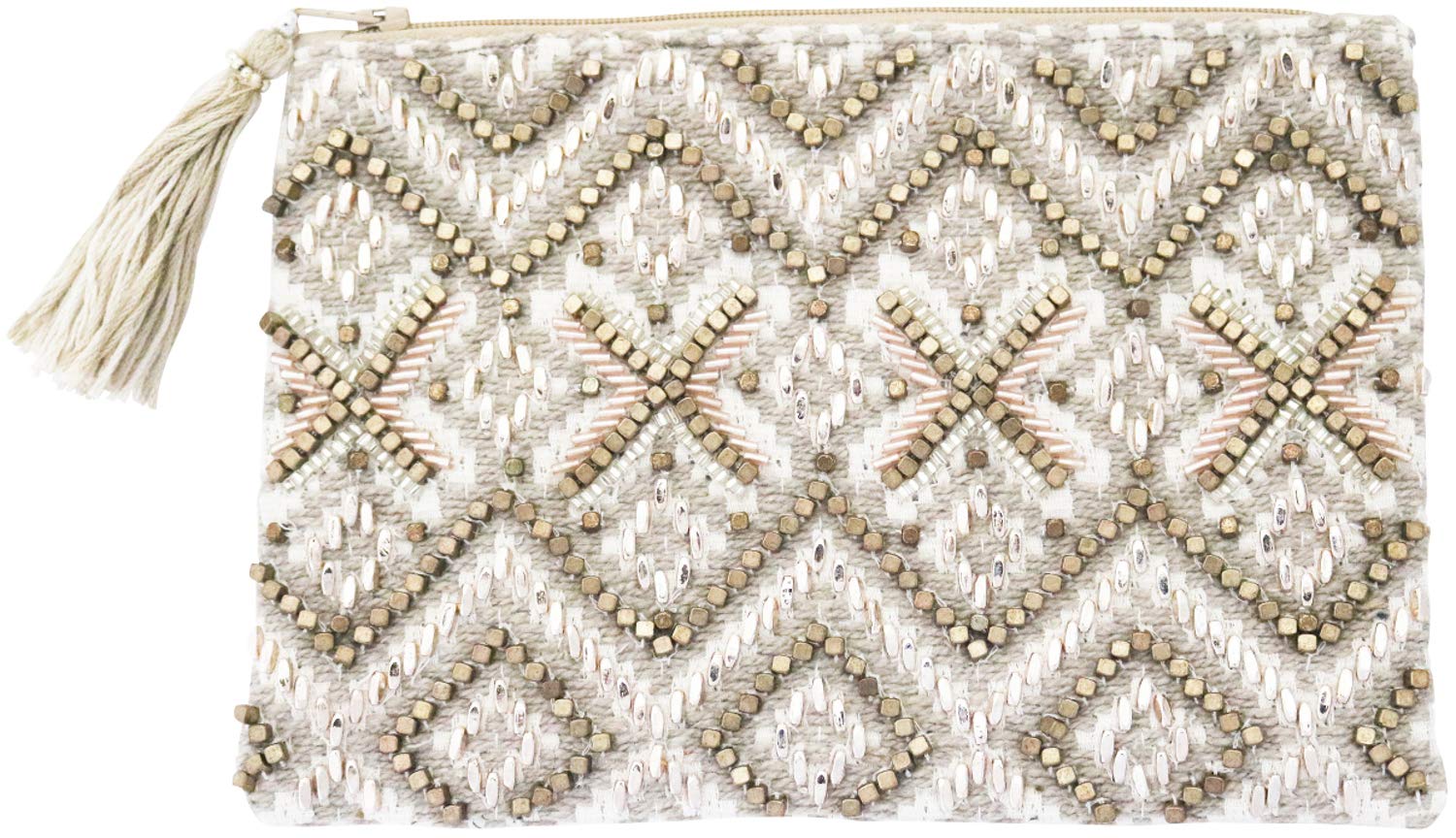 

Tokyo Kankan Beaded Embroidery Flat Pouch Gold 20 x 15cm M42-0862GD золотий