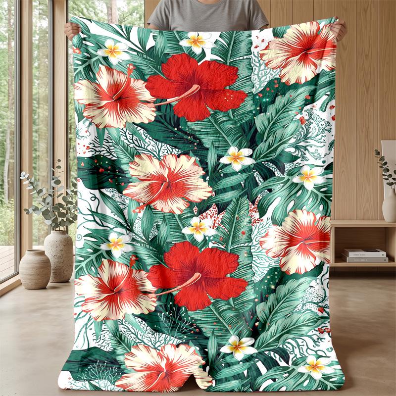 Tropical Flower Paradise Theme blanket Lightweight Warm Flannel Blanket Decorative Throw Blanket for Home Decoration