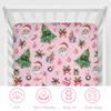 Christmas Crib Mattress Sheet Santa Claus Christmas Stocking Fitted Baby Crib Sheet Xmas Tree Crib Mattress Cover for Boys Girls Crib Nursery Decor