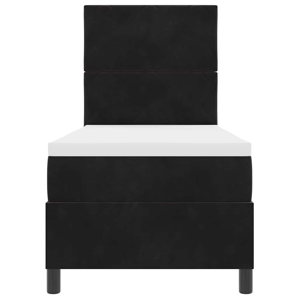 LED Box Spring Bed with Headboard Black 80 X 200 Cm Velvet