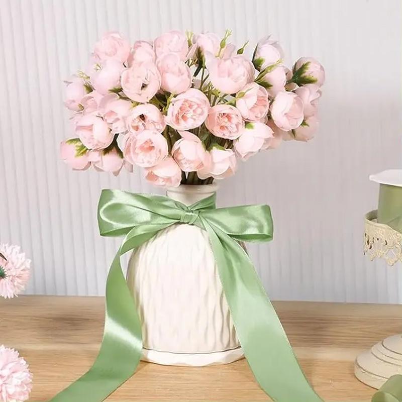 22M/Roll Flower Bouquet Crafts Gift Wrapping Supplies Satin Ribbon Handmade Sage Green DIY Light Green Ribbon for Gift Wrapping