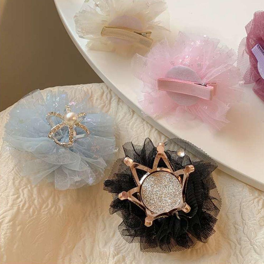 Fashion Cute Zinc Zinc Alloy Gauze Pearl Headdress Rhinestone Girl Hairpin Hair Accessory Headwear Hair Clip