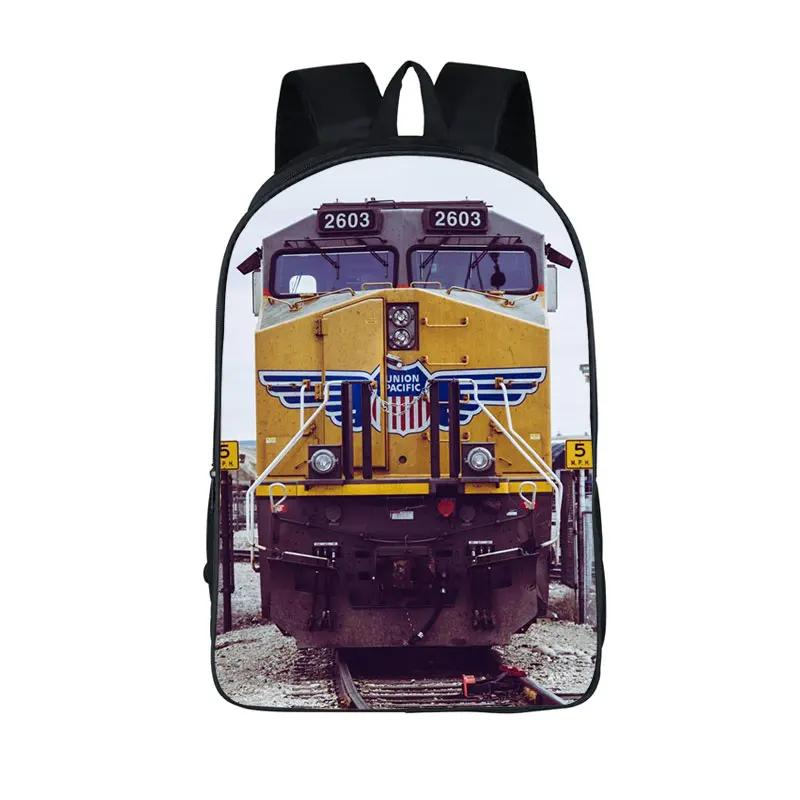 Old-fashioned Steam Train / Locomotive Pattern Backpack for Teenager School Bags Women Rucksack Travel Student Book Bags Gift