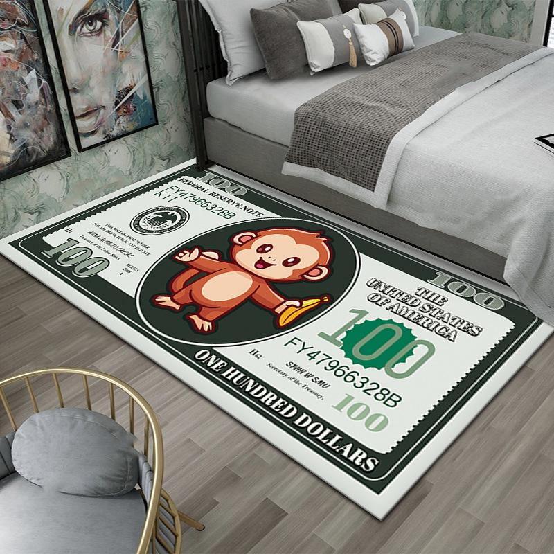 Creative Dollar Coins Cartoon Pattern Carpet Cat and Mouse Personalized Study Floor Mat Footwear Home Decoration