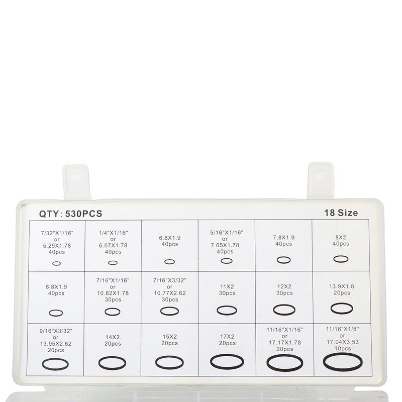 18 Sizes Rubber O-Ring 530Pcs Car Airconditioning Sealing Set Rubber O-Ring Washer Seals with Plactics Box Kit Green