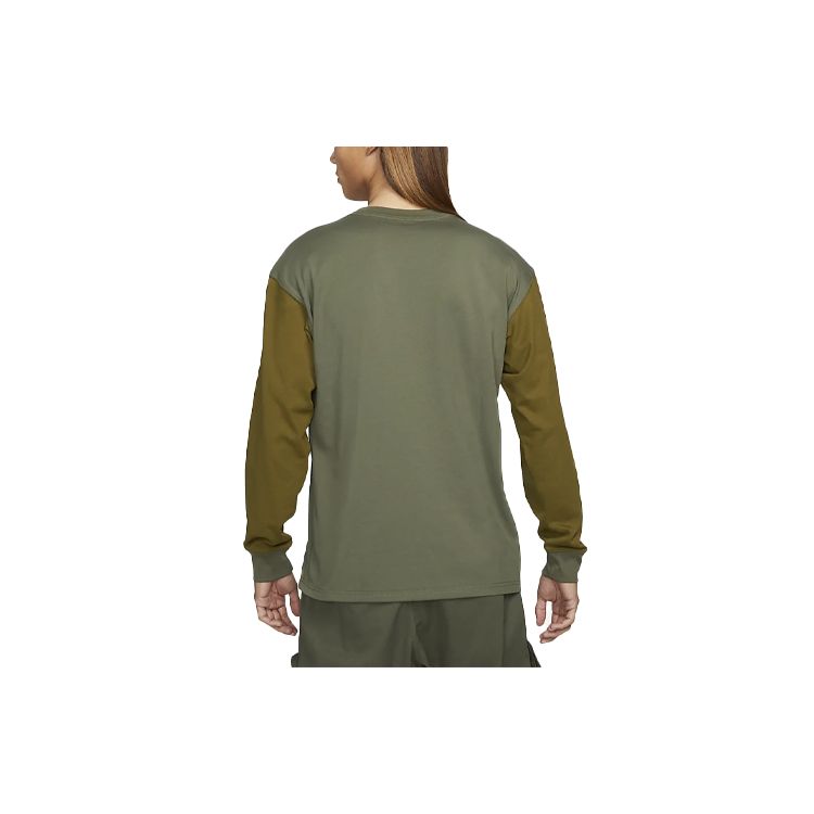 Nike Colorblock Long-Sleeve Crewneck T-Shirt Men Tops Green DO9682-222