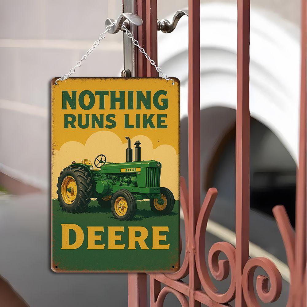 "Nothing Runs Like Deere" Tractor Sign - 19.81x29.97cm Vintage Metal Decor for Farmhouse & Garage