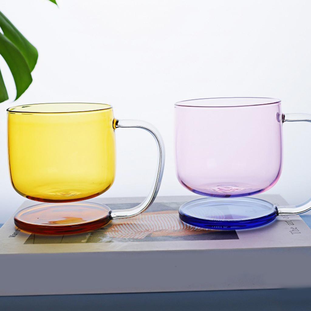 Floating Effect Glass Mug Heat Shock Resistant With Comfort Handle and Base Coffee Beverage Cup For Office Home Use