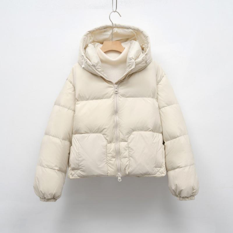 Casual Simple Down Jacket Women's Winter Short Small Hooded Thickened Bread Jacket