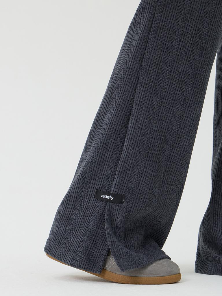 Beidipi Knit Cut-Out Bootcut Pants, Charcoal