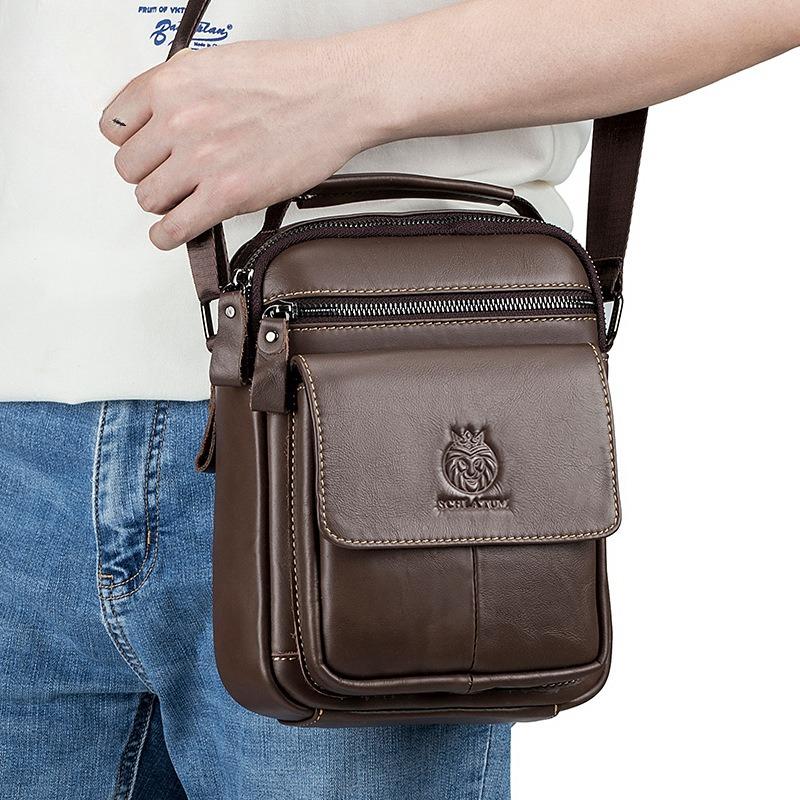 Men's Single-shoulder Bag, Crossbody Bag, Men's Genuine Leather Small Men's Bag