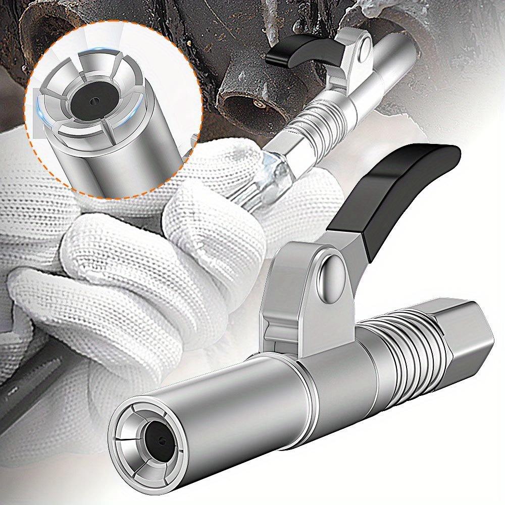 Heavy Duty Grease Coupler: Quick Release, High Pressure. Leak-proof, Lock Pliers Design, New Lubrication Tip. Ideal for Grease Guns. Perfect for Mecha
