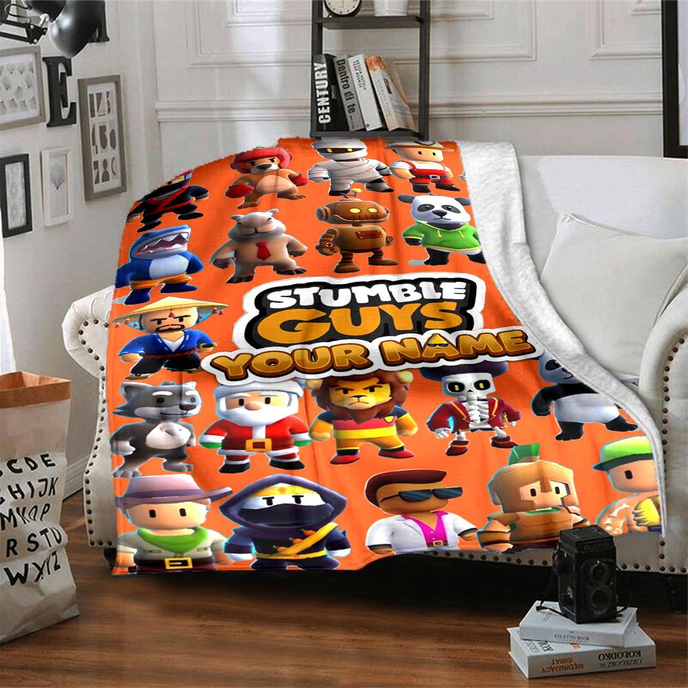 Stumble Guys Customize Your Name Blanket Gift Customizable Blanket Soft & Cozy Great for Couch Bed Seaside Living Room Ideal for All Seasons