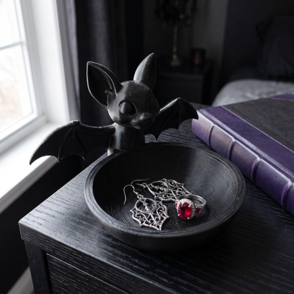 Halloween Bat Storage Box Gothic Style Display Holder Container Bat Decorative Tray  Halloween