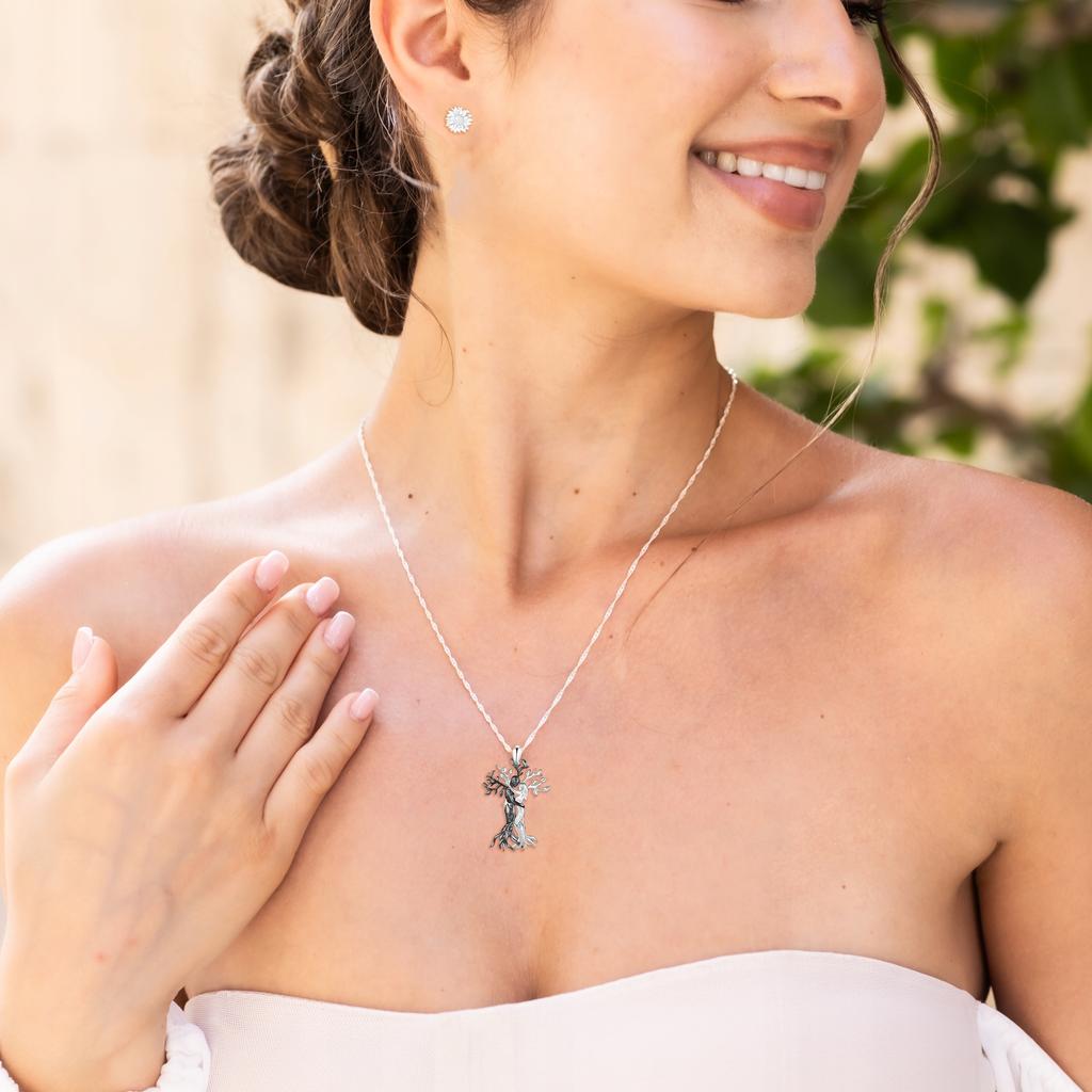 Silver Necklace Hugging I Love You Trees Eternal Love Silver 925